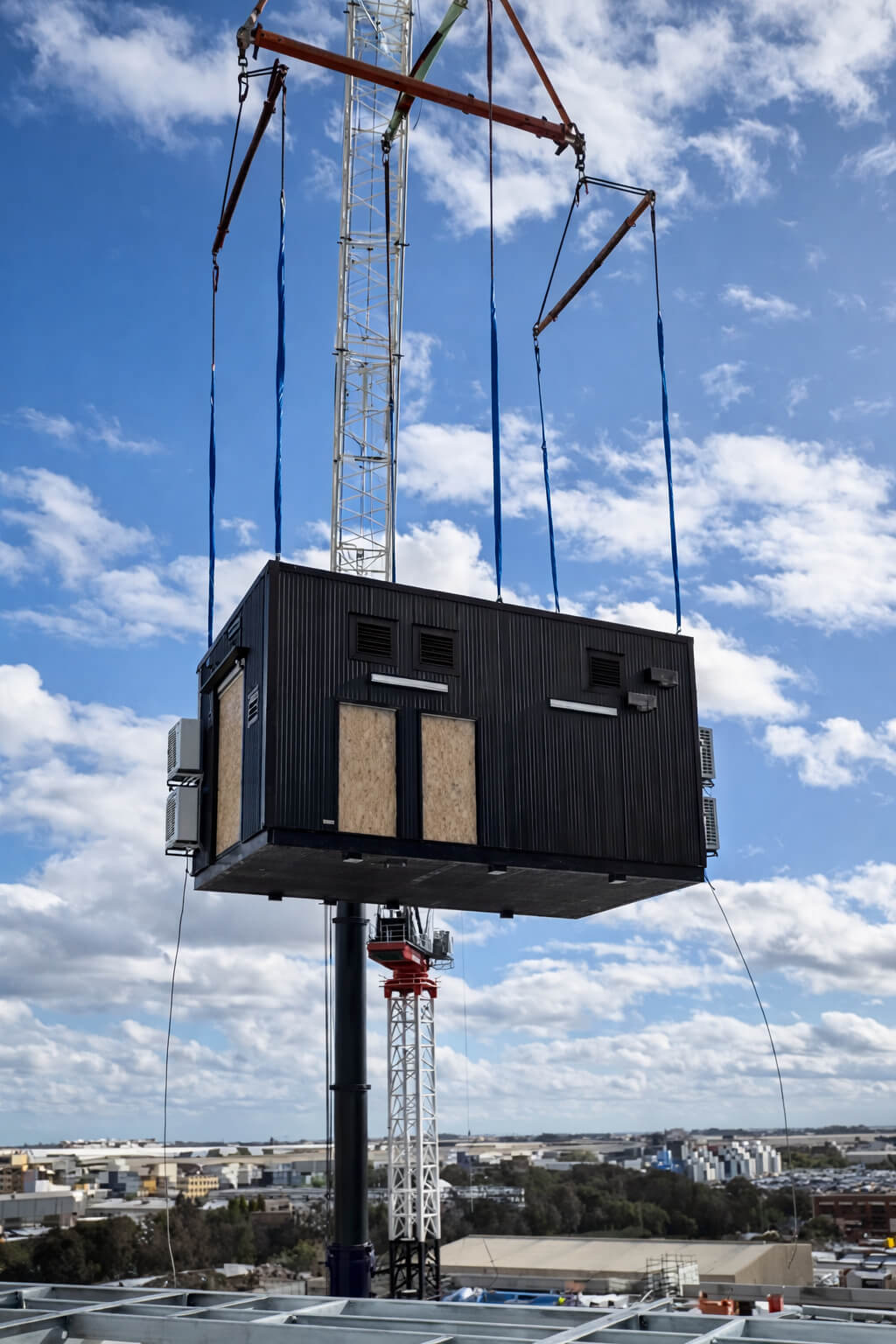 Modular battery room craned into position